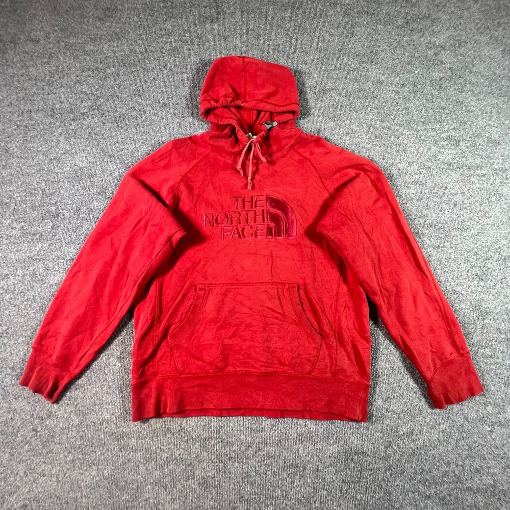 The North Face Hoodie Mens M Red Cotton Fleece Performance AJ9H AJ9H-T249/T649